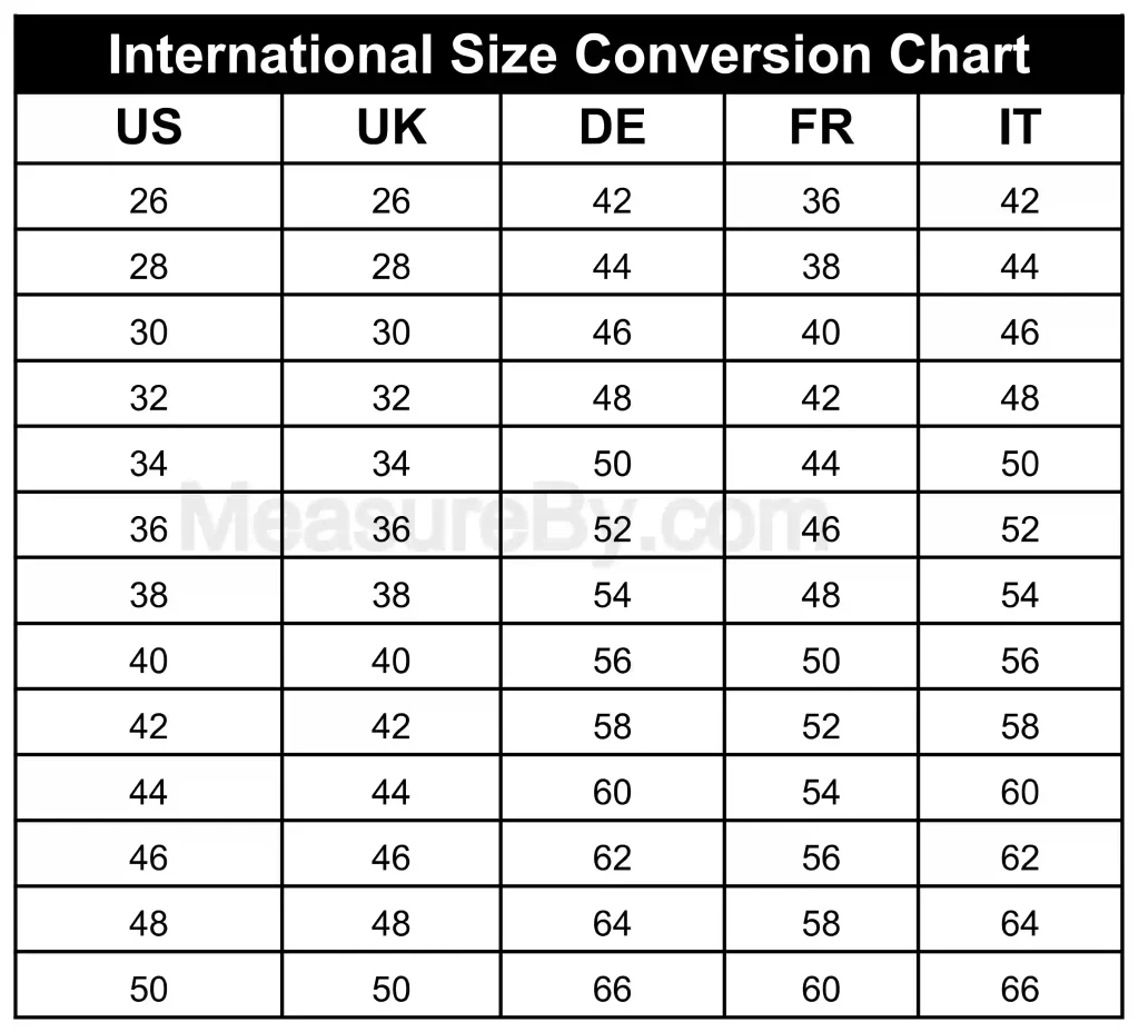 Adidas Size Chart Men's Bottoms Clothing International Size Conversion Chart