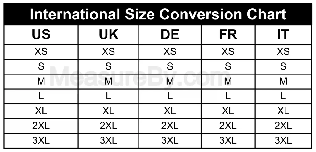 Adidas Size Chart Men's Tops Clothing International Size Conversion Chart